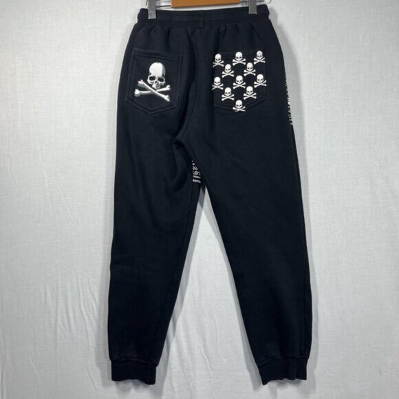 Mastermind Japan Sweatpants Mens Large Black Skull Crossbones Streetwear Pants - Picture 2 of 11